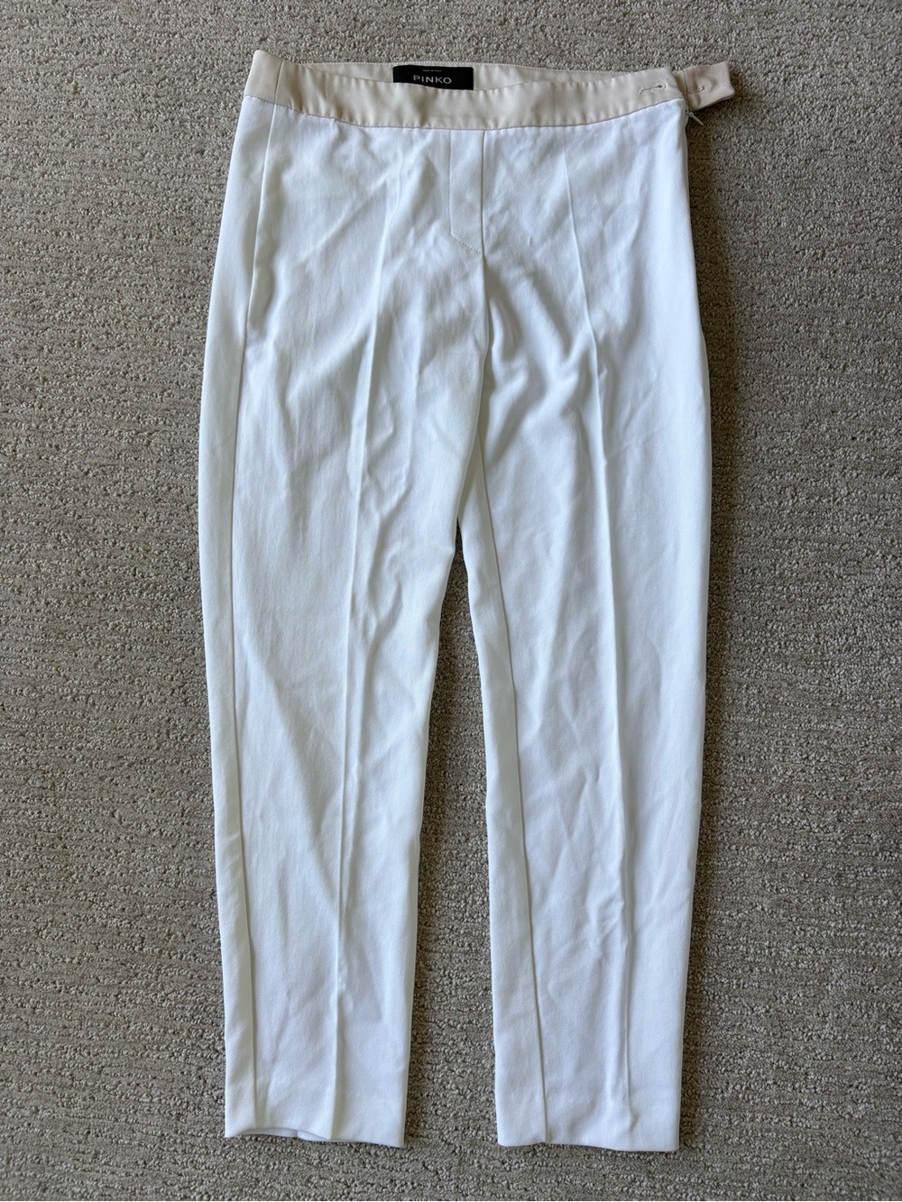 Pinko Cream-White High-Waist Tailored Trousers